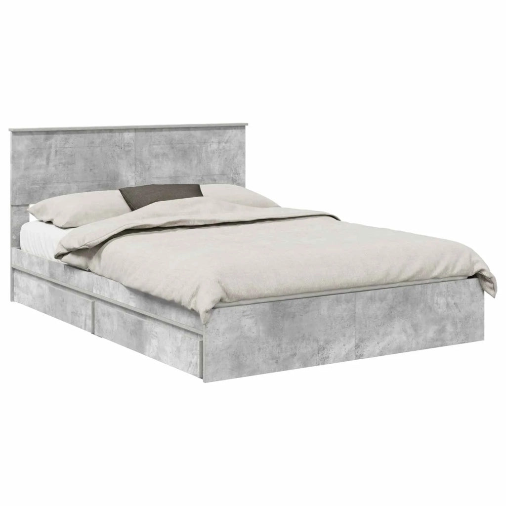 Letto con Contenitore con testiera Grigio cemento 150 x 200 cm 3408448