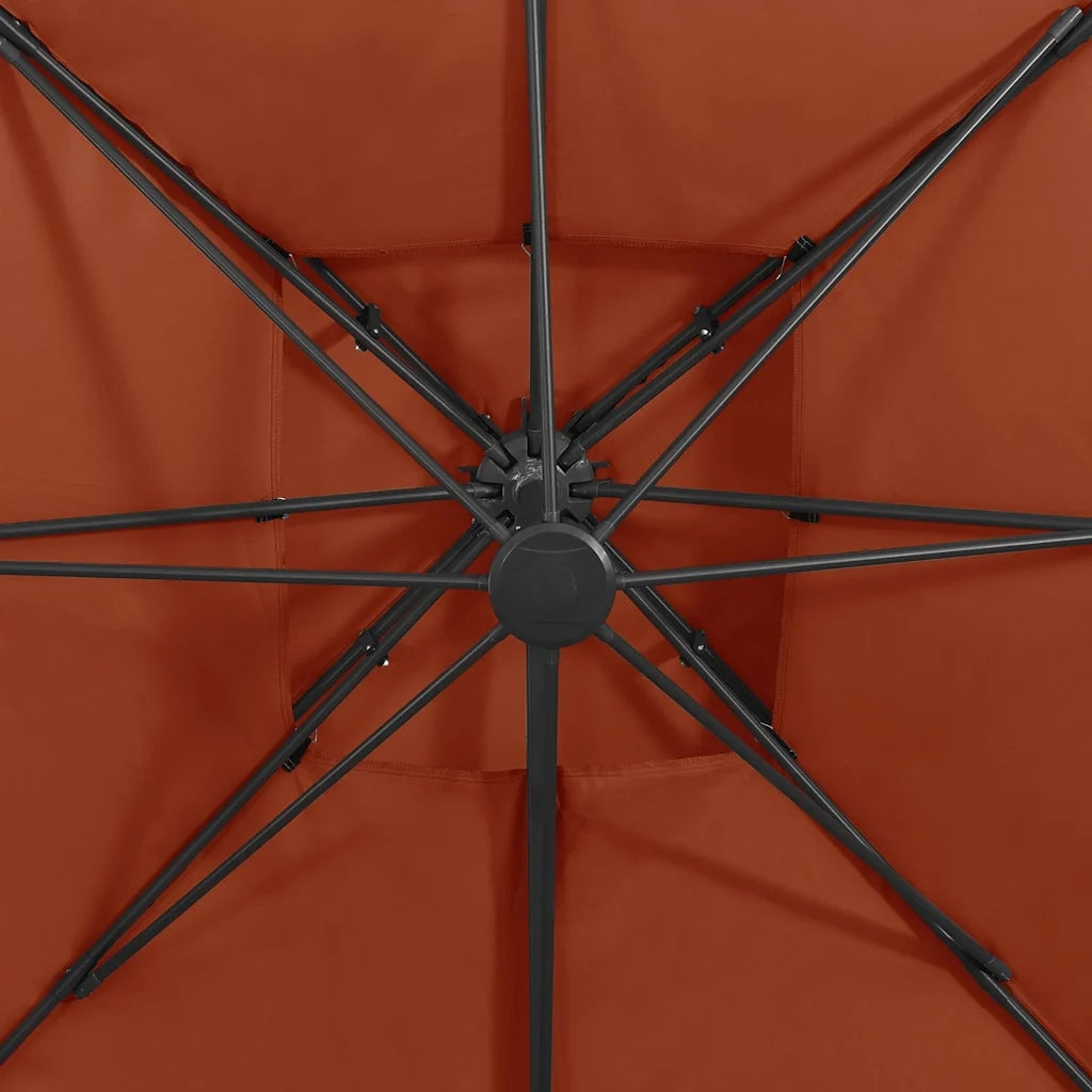 Ombrello | Parasolne a Sbalzo con Doppia Copertura 300x300 cm Terracotta