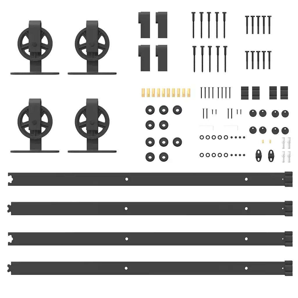 Kit di Binari per Porte Scorrevoli 366 cm Acciaio Nero CFW3557180