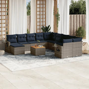 Set Divani da Giardino 12 pz con Cuscini Grigio in Polyrattan 3224864