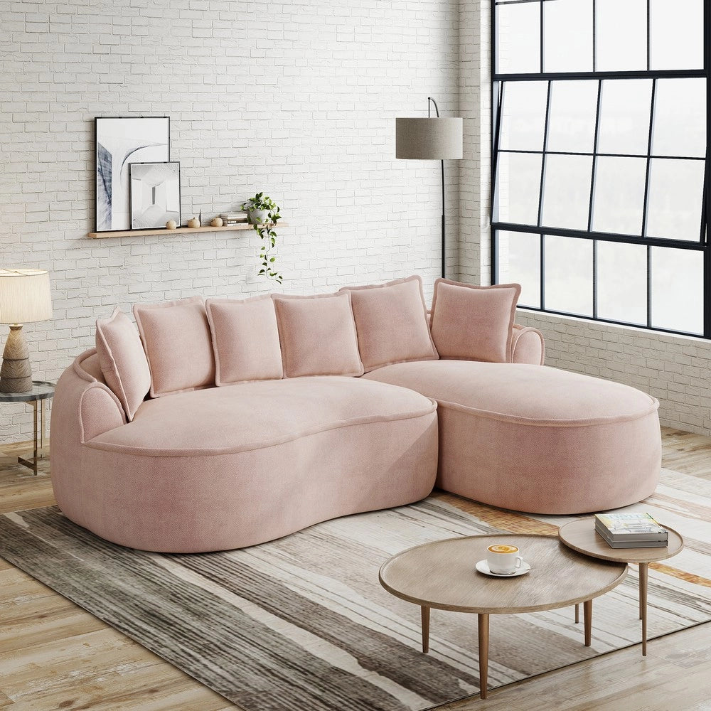 Divano Angolare Chaise Longue con Cuscini ¨C Xylo ¨C Chenille Rosa, Modulare