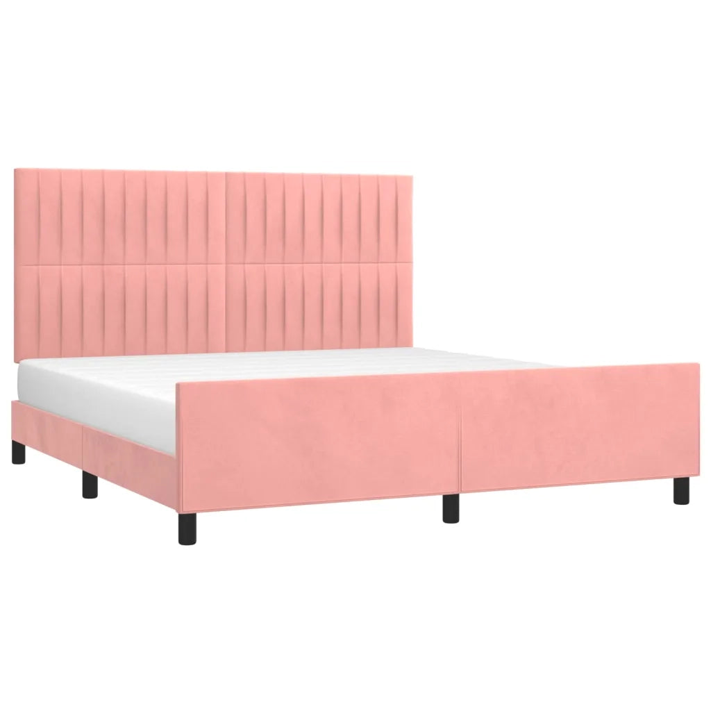 Giroletto con Testiera-Struttura Letto con testiera Rosa 180x200 cm in Velluto 333351
