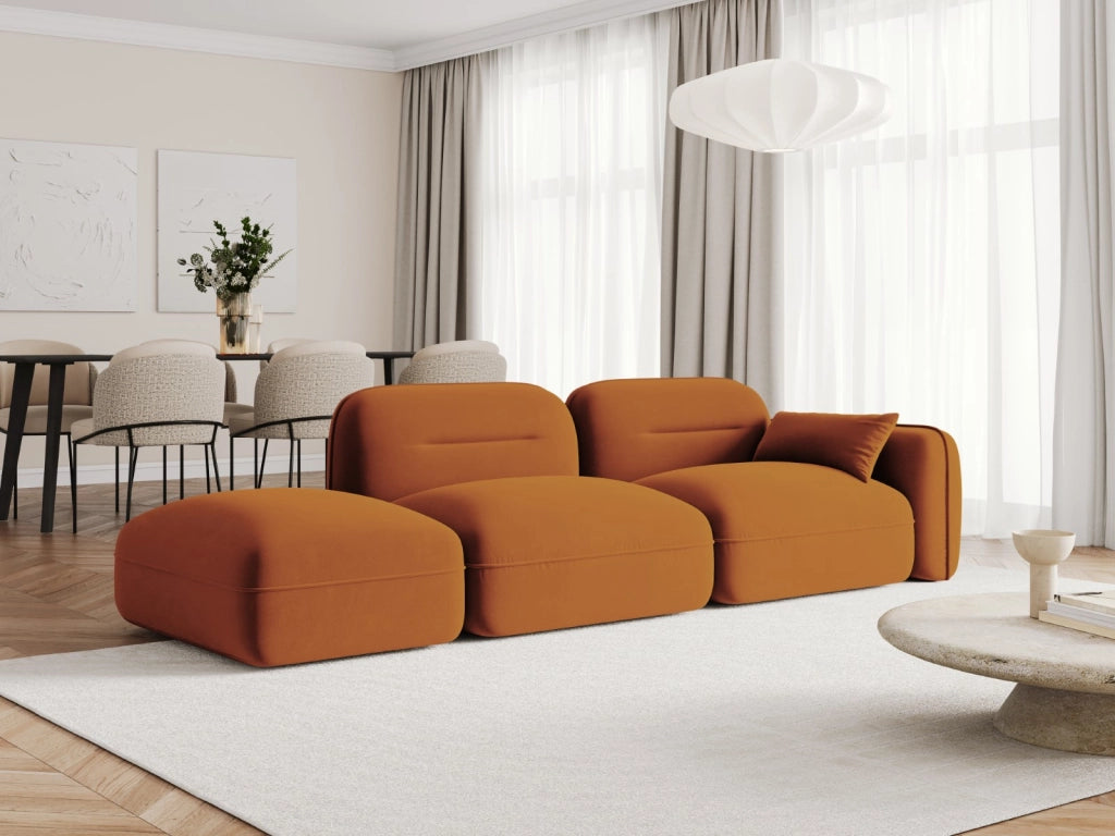 Cosmopolitan Design - Divano modulare sinistro "Sydney" 3 posti in velluto terracotta 