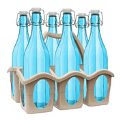 SET PORTA BOTTIGLIE IN PLASTICA + 6 BOTTIGLIE IN VETRO DA 1 LT