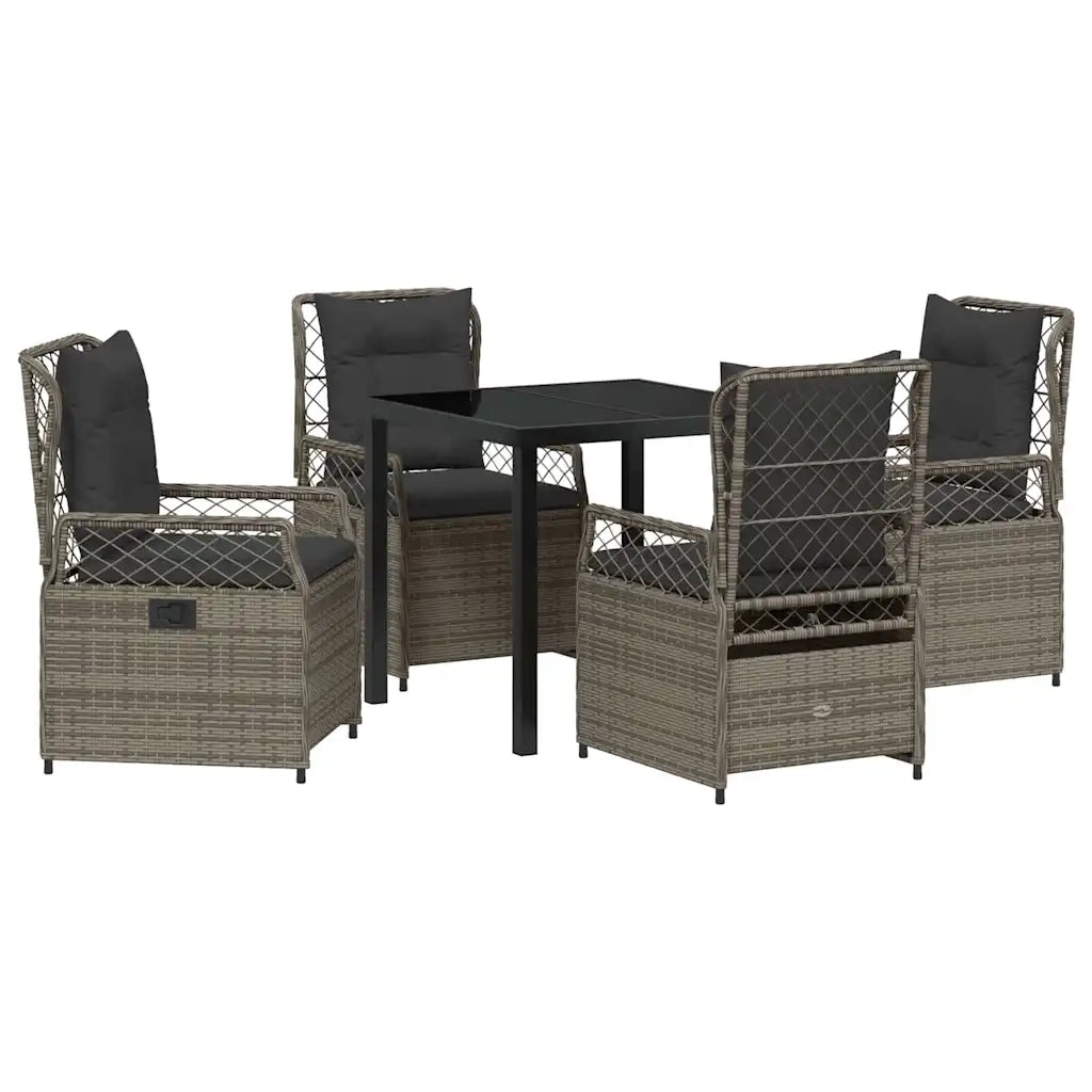 Set da Pranzo per Giardino 5 pcs Grigio polyrattan 3380996