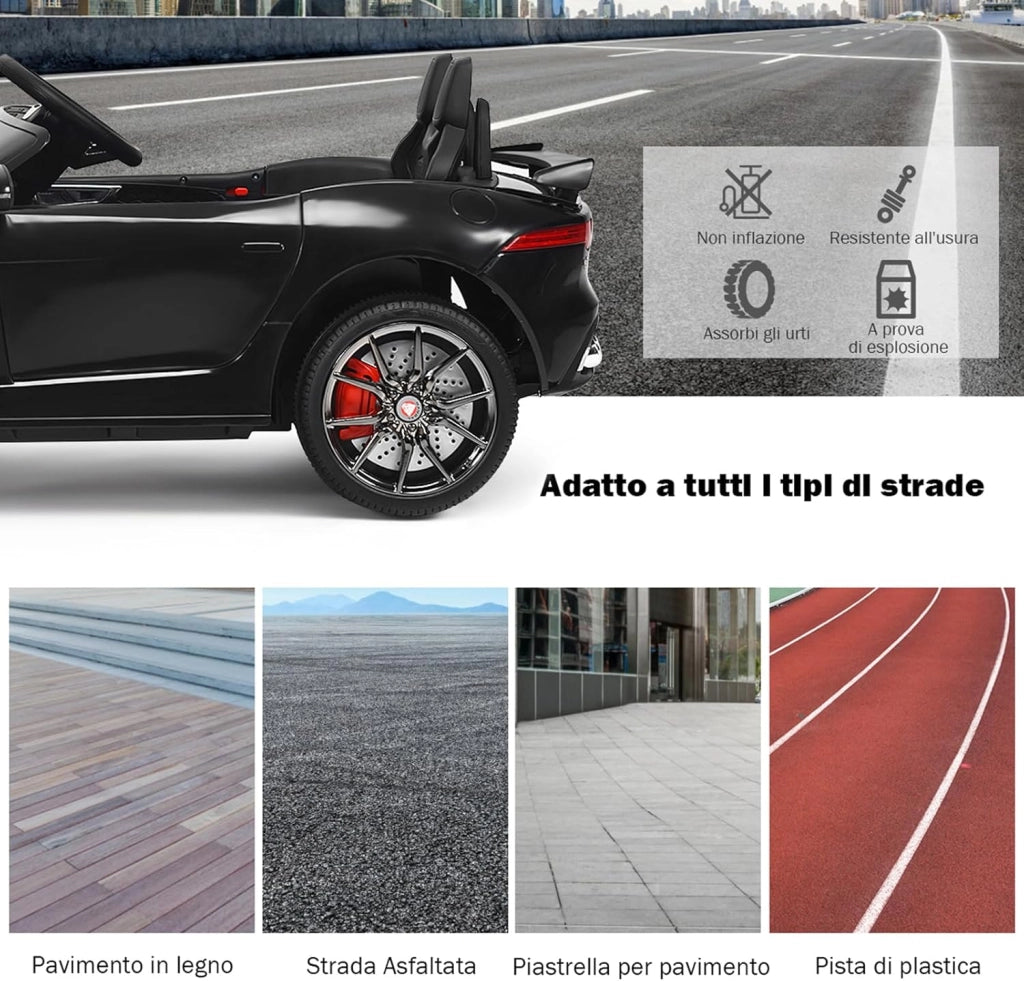 Jaguar Auto Elettrico 12 V per Bambini, Macchina Elettrica con Telecomando, con Luci Musica Storia, Avvio Lento, Velocità 3-5 km/h (Nero)