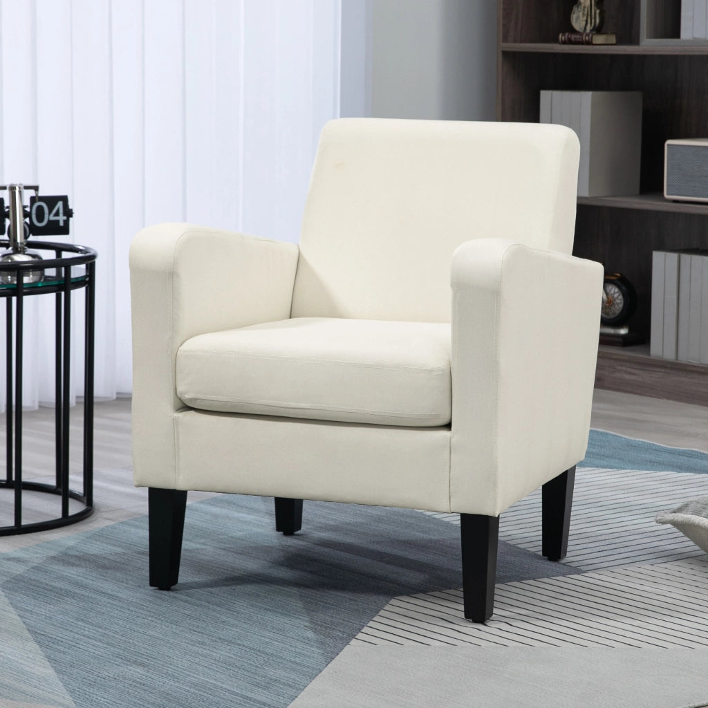 Poltrona Moderna in Tessuto con Braccioli ¨C zephmum ¨C Crema 66x72x74 cm