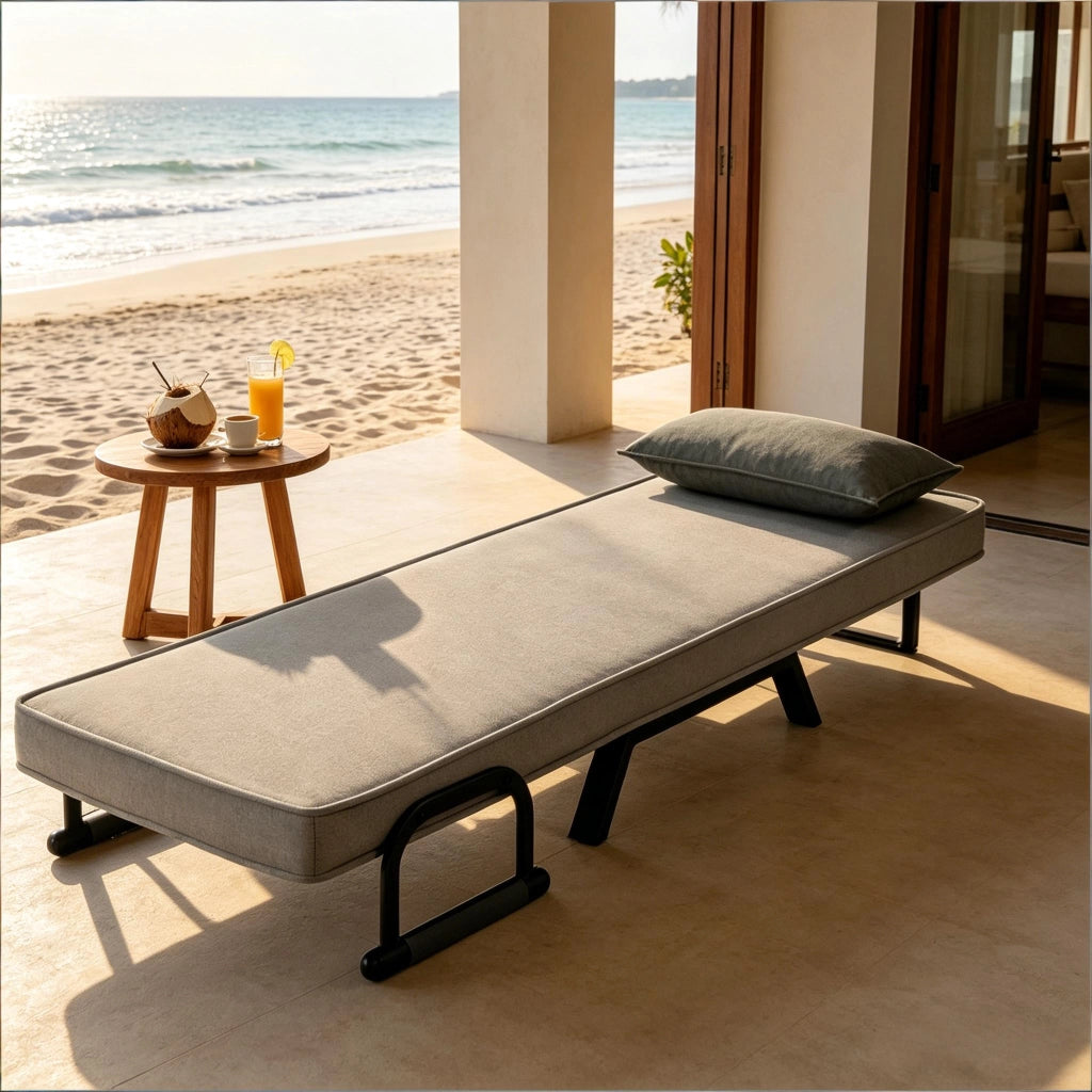 SEDIA LETTO 3 IN 1 65x78x75 cm Grigio in lino, metallo e schiuma