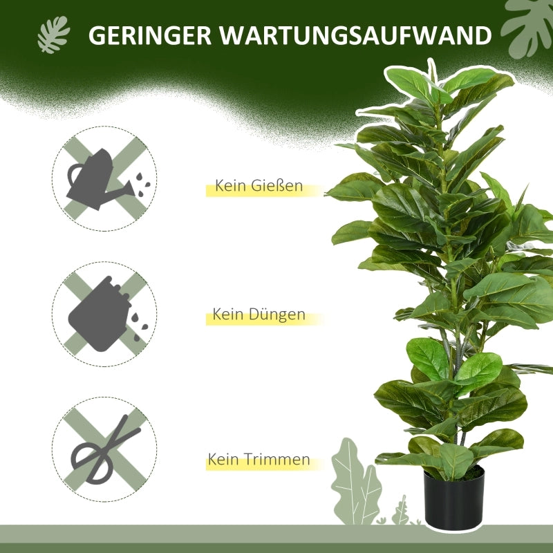 Pianta di ficus artificiale, alta 110 cm con 90 foglie e vaso per soggiorno.