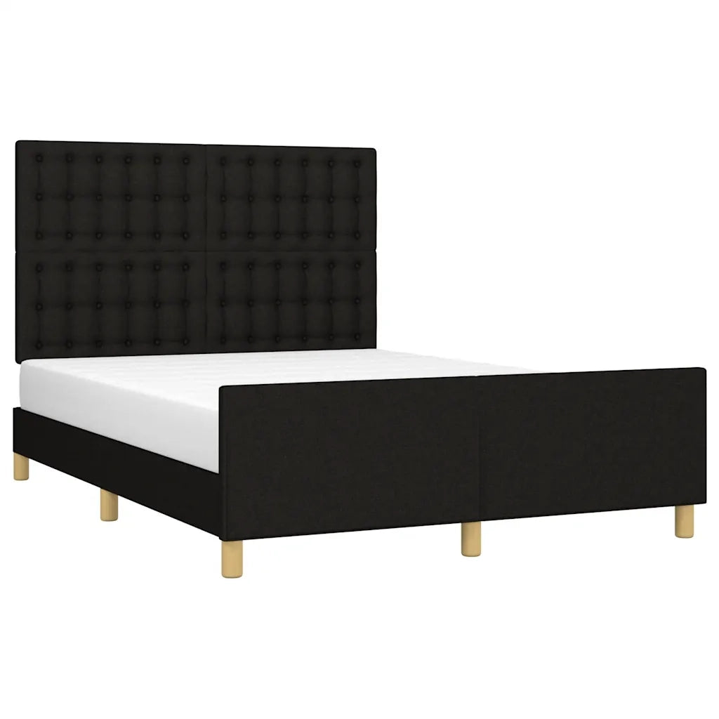 Letto matrimoniale | Letto per adulti | Giroletto senza Materasso Nero 140x190 cm in Tessuto