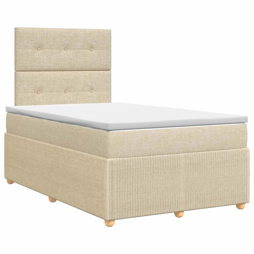 Letto box spring con materasso Crema 120 x 190 cm Tessuto 3454352