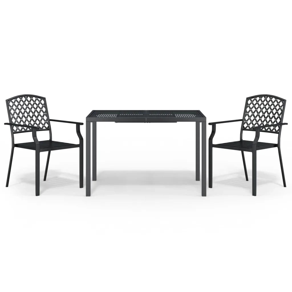 Set da Pranzo da Giardino 3 pz in Acciaio Antracitecod mxl 124663