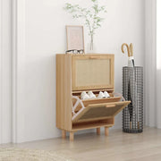 Scarpiera-Scaffale per scarpe Marrone 52x25x80cm Legno Multistrato e Rattan Naturale