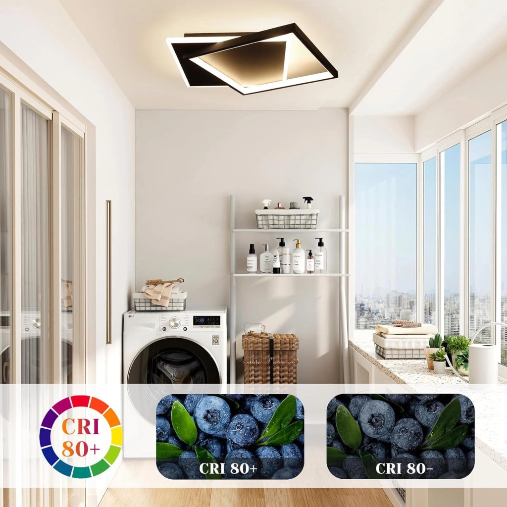 ZMH Lampada da soffitto plafoniera LED 44W nera dimmerabile telecomando moderna per soggiorno camera ufficio