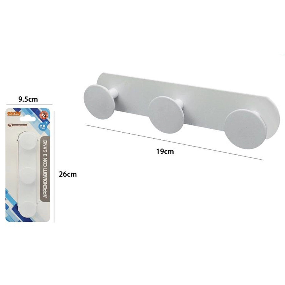 Trade Shop - Appendino Con 3 Ganci Appendi Porta Asciugamano A 3 Posti Bagno Casa Bianco 59772 -