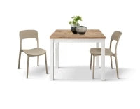 PAZZO DESIGN Tavolo allungabile, Rovere Rustico, Nobilitato, Made in Italy, Basamento Bianco, 90 x 90 x 76,5 cm