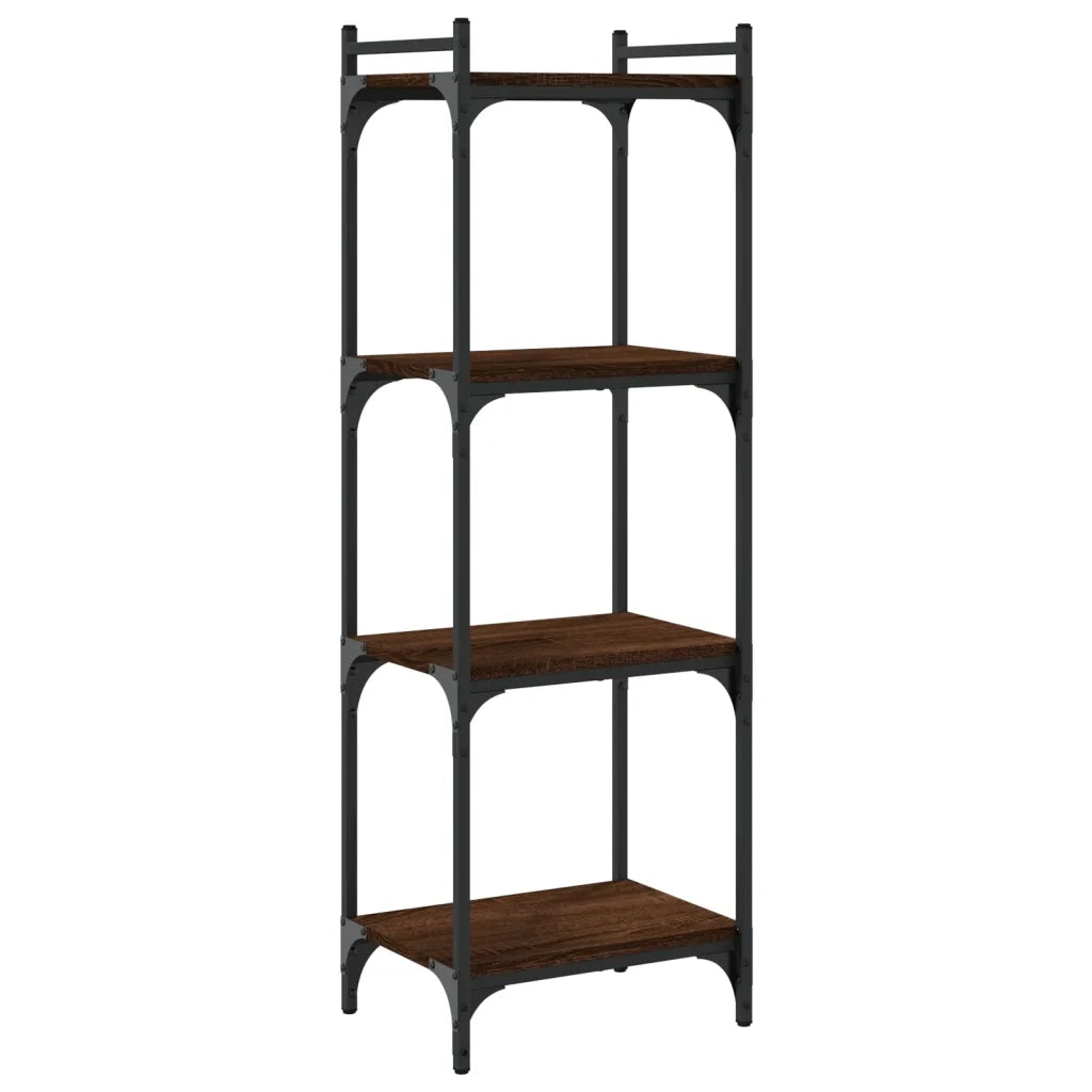 Libreria 4 Ripiani-Scaffale per Libri-Mobile di Stoccaggio Rovere Marrone 40x30x120cm Legno Multistrato