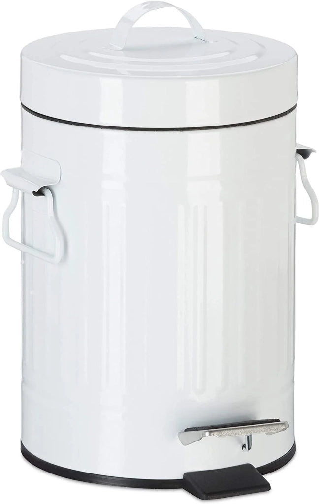 Pattumiera vintage a pedale in metallo per cucina o bagno 3 litri bianca 13_0002319