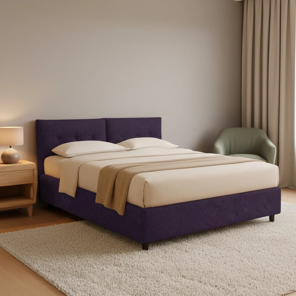 Derby, Letto Matrimoniale Sfoderabile Made in Italy, Viola