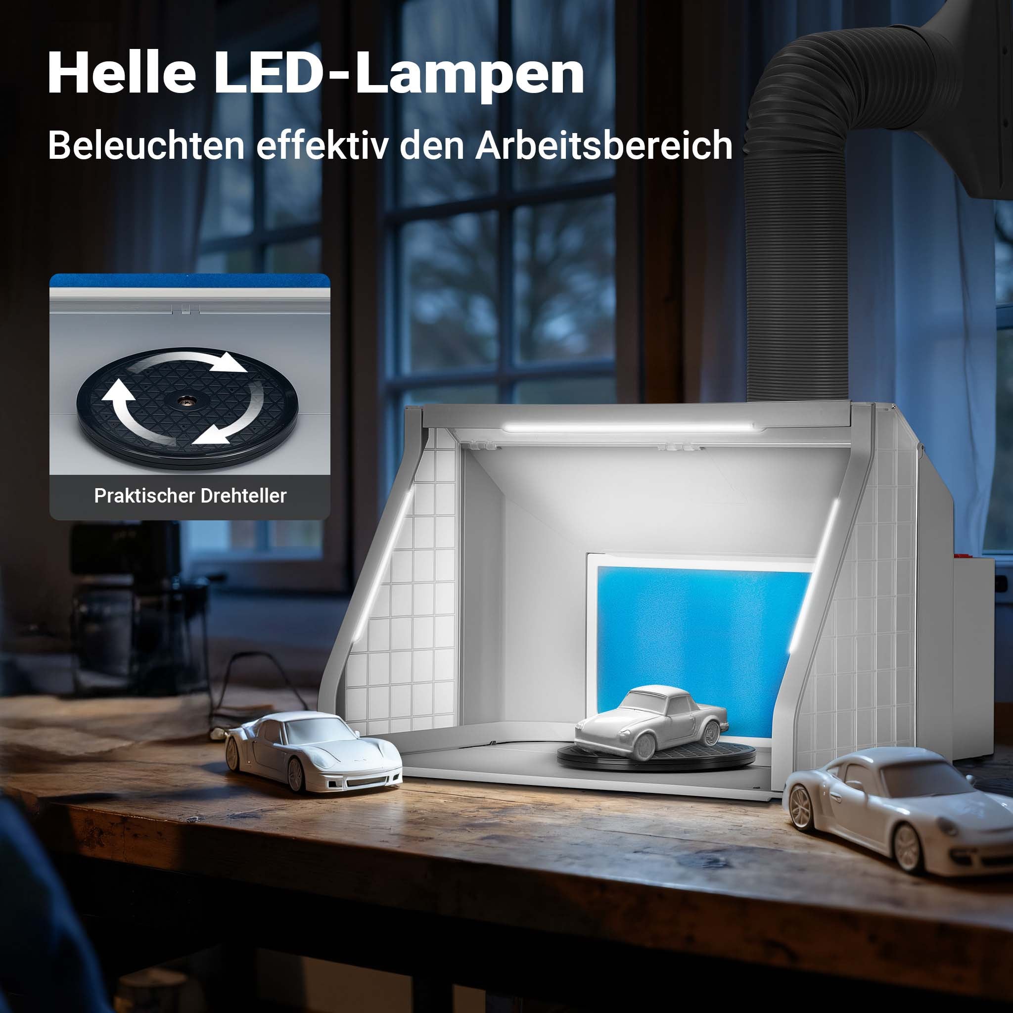 Cabina di aspirazione per verniciatura 9m³/min con LED, manopola e doppia ventola Regolabile