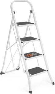 Ladder 4 tredini pieghevole - Antiscivolo con maniglia, robusta e multifunzionale per uso domestico e ufficio, carico massimo 150 kg