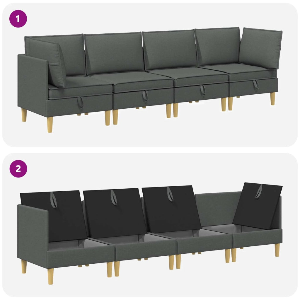 Set di divani modulari con spazio di archiviazione 4 pcs