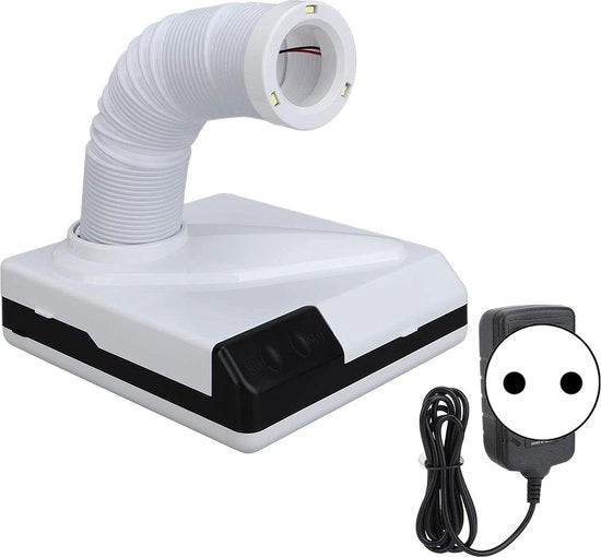 Ventilatore da 60W con alta aspirazione per manicure - dotato di 3 LED - gomito retrattile - per unghie di acrilato - presa europea.