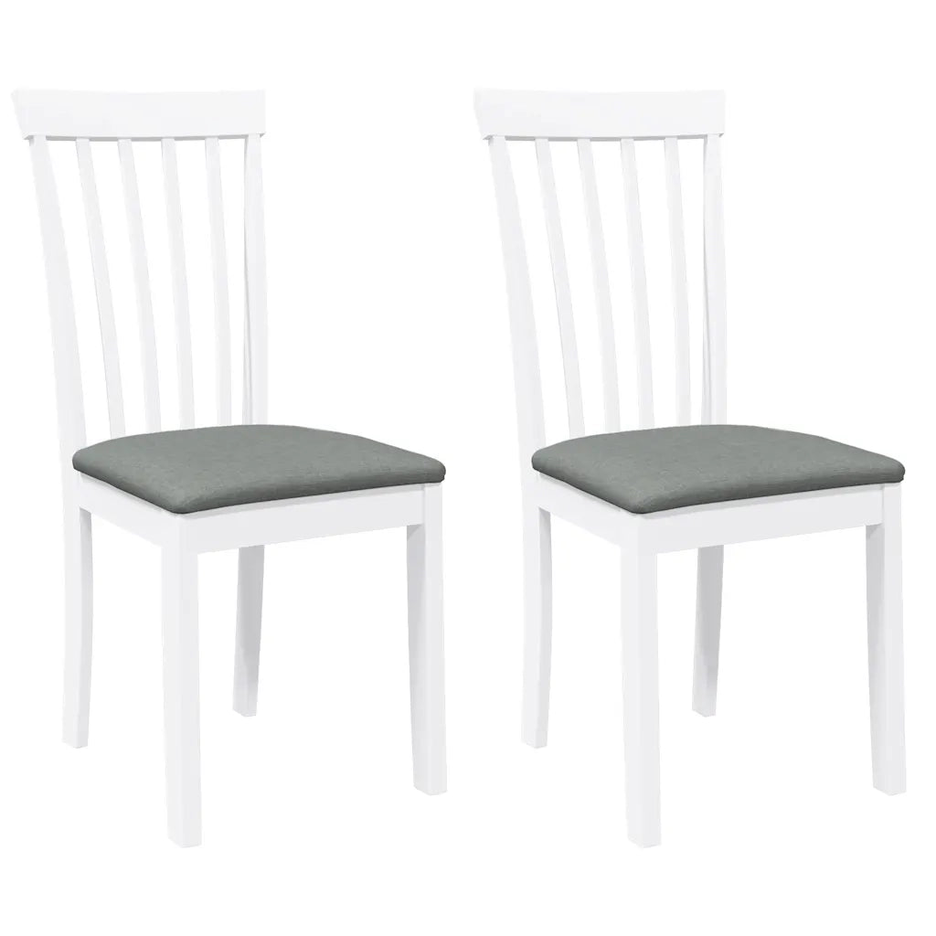 Sedie da Pranzo con Cuscini 2 pz Bianco Legno Massello di Hevea