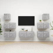 Set Porta TV 7 pz Grigio Cemento in Truciolato  cod mxl 69267
