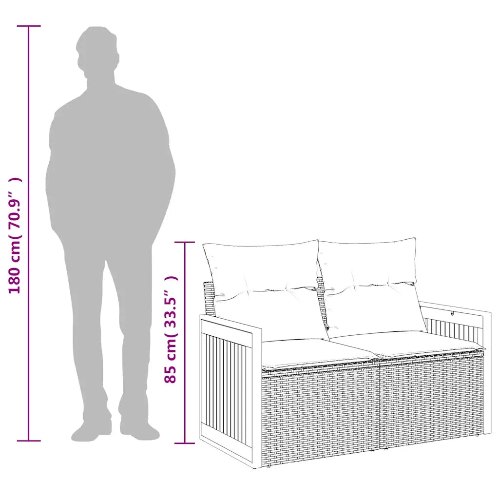 Divano da giardino con cuscini a 2 Posti-Sofa da Giardino-Divano da esterno grigio in polyrattan 868918