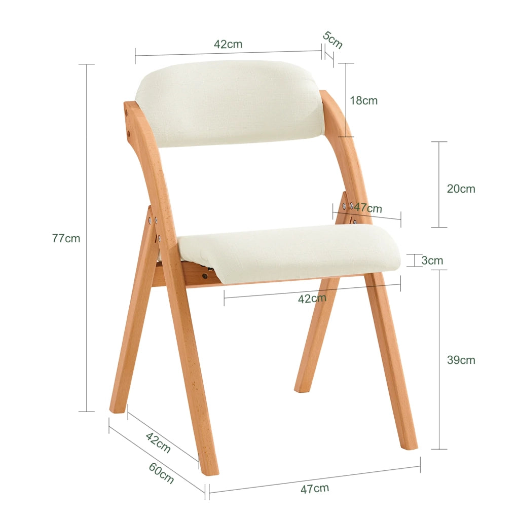 Sedia Pieghevole Sedia da cucina con sedile e schienale imbottiti Sedia da scrivania in faggio bianco FST92-W