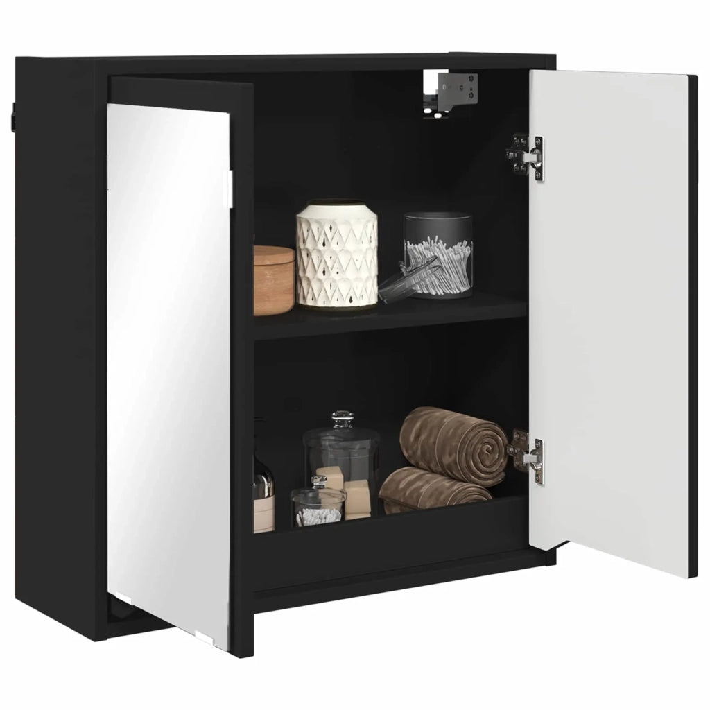 Mobiletto per specchio da bagno con porta Nero 60 x 20 x 60 cm 888778