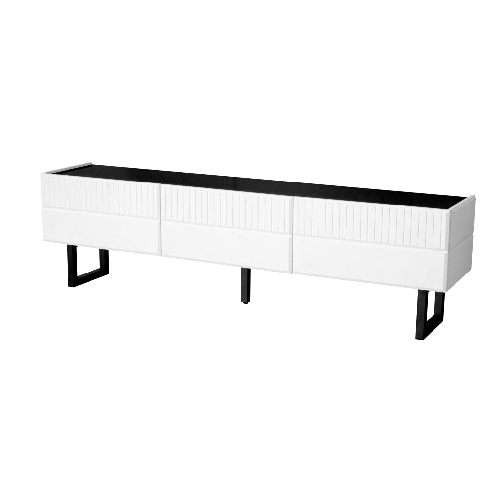 Set di Mobili da Soggiorno con 1 Mobile TV e 1 Tavolino da Caff??; Contenimento Integrato; per Soggiorno Moderno; MDF e Pannello Truciolare; Nero e Bianco