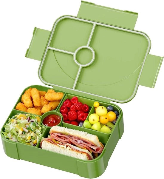 Tasca per snack per bambini con scatole - Lattina per bambini per asilo e scuola (Verde)