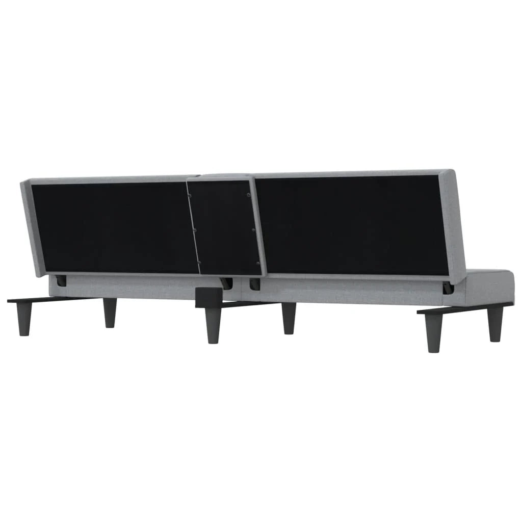 Divano letto con portabicchieri 200 x 89 x 70 cm tessuto grigio chiaro 02_0019844