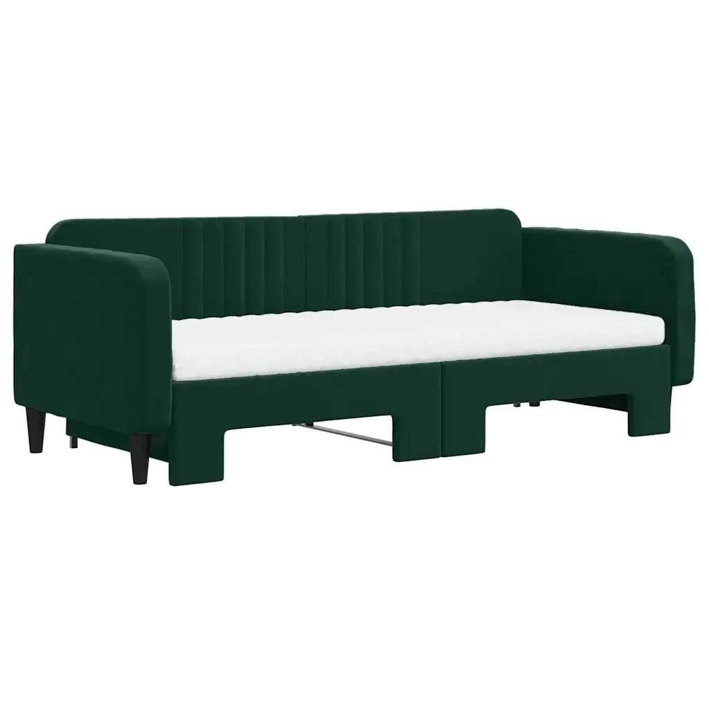 Divano Letto Estraibile Materassi Verde Scuro 90x200 Velluto 3197089
