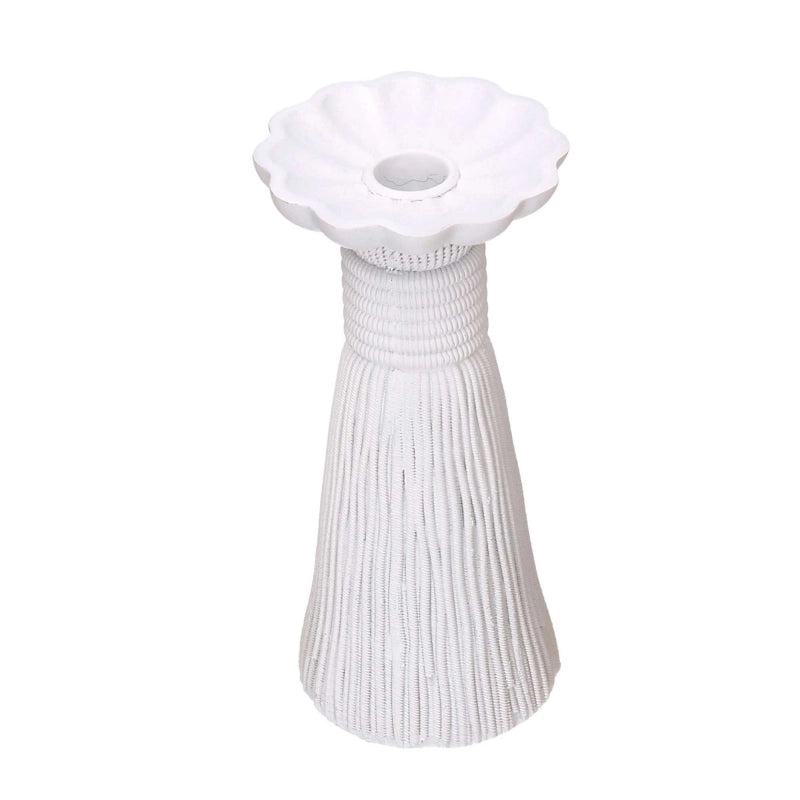 Portacandele resina nappina bianco cm ø10h20,5