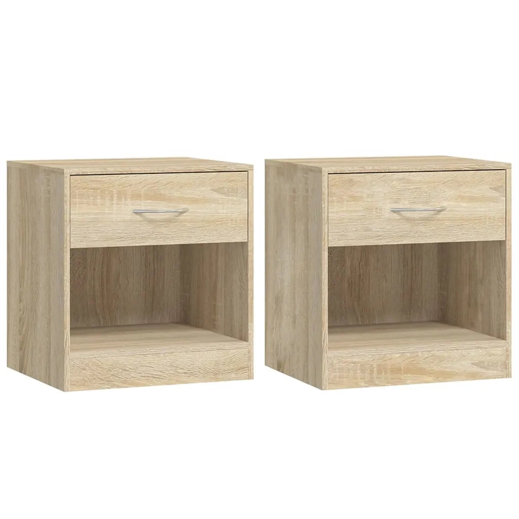 Comodini 2 pz con Cassetto-Set di 2 Tavolino da notte Colore Rovere