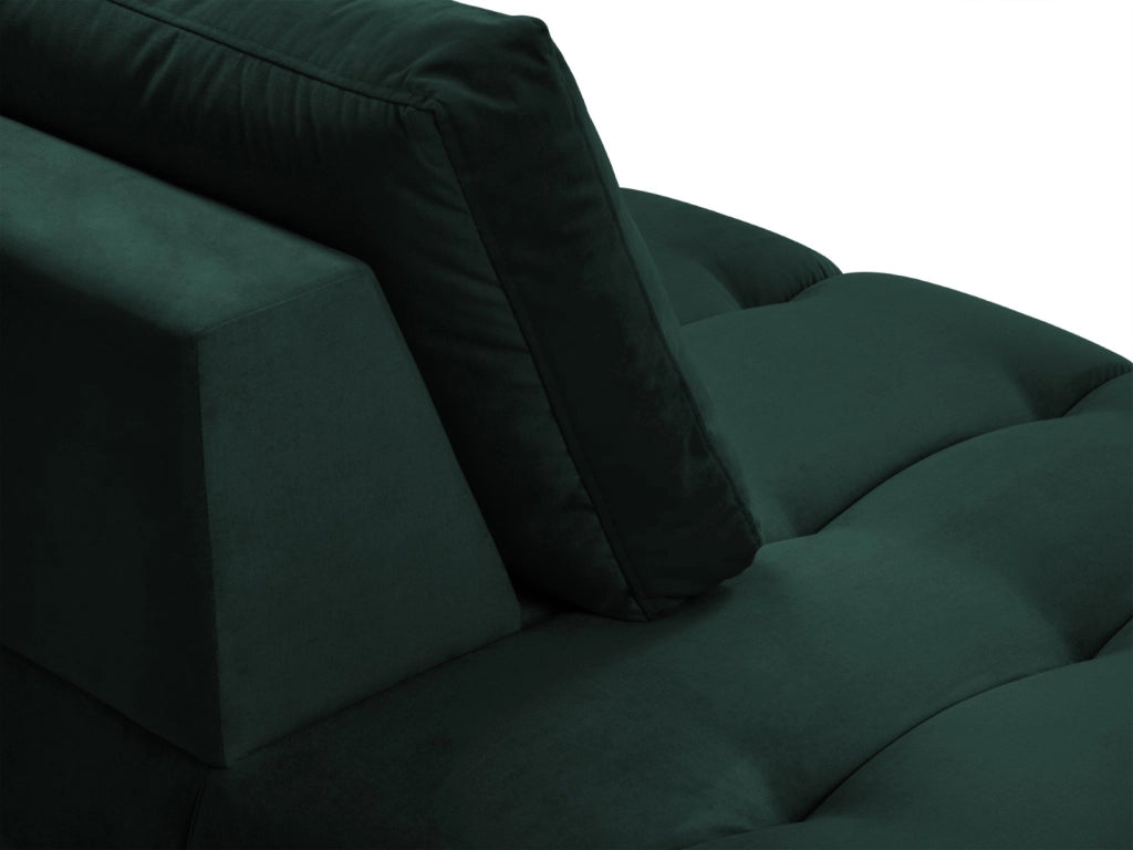 Cosmopolitan Design - Chaise longue sinistra "Hastings" 2 posti in velluto verde bottiglia 