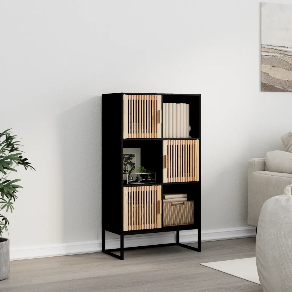 Credenza-Buffet-Armadio da cucina Nera 70x35x125 cm in Legno Multistrato 295723
