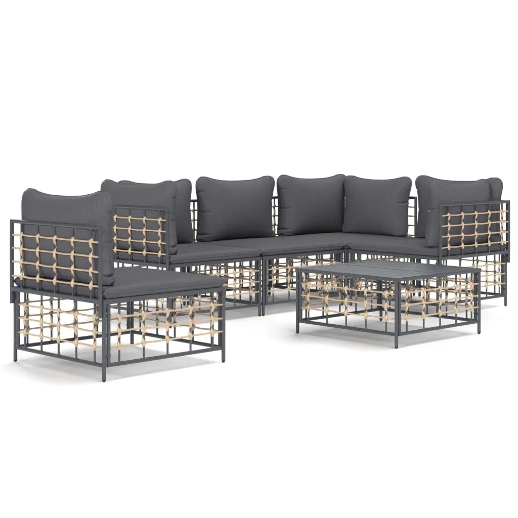 Set Divani da Giardino 6 pz con Cuscini Antracite in Polyrattancod mxl 76580