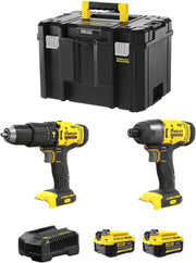STANLEY FatMax Kit SVK215 (Trapano a Percussione SFMCD711 + Avvitatore a Impulsi SFMCF800 + 2 Batterie 4,0 Ah + Caricabatteria + TSTAK VI)