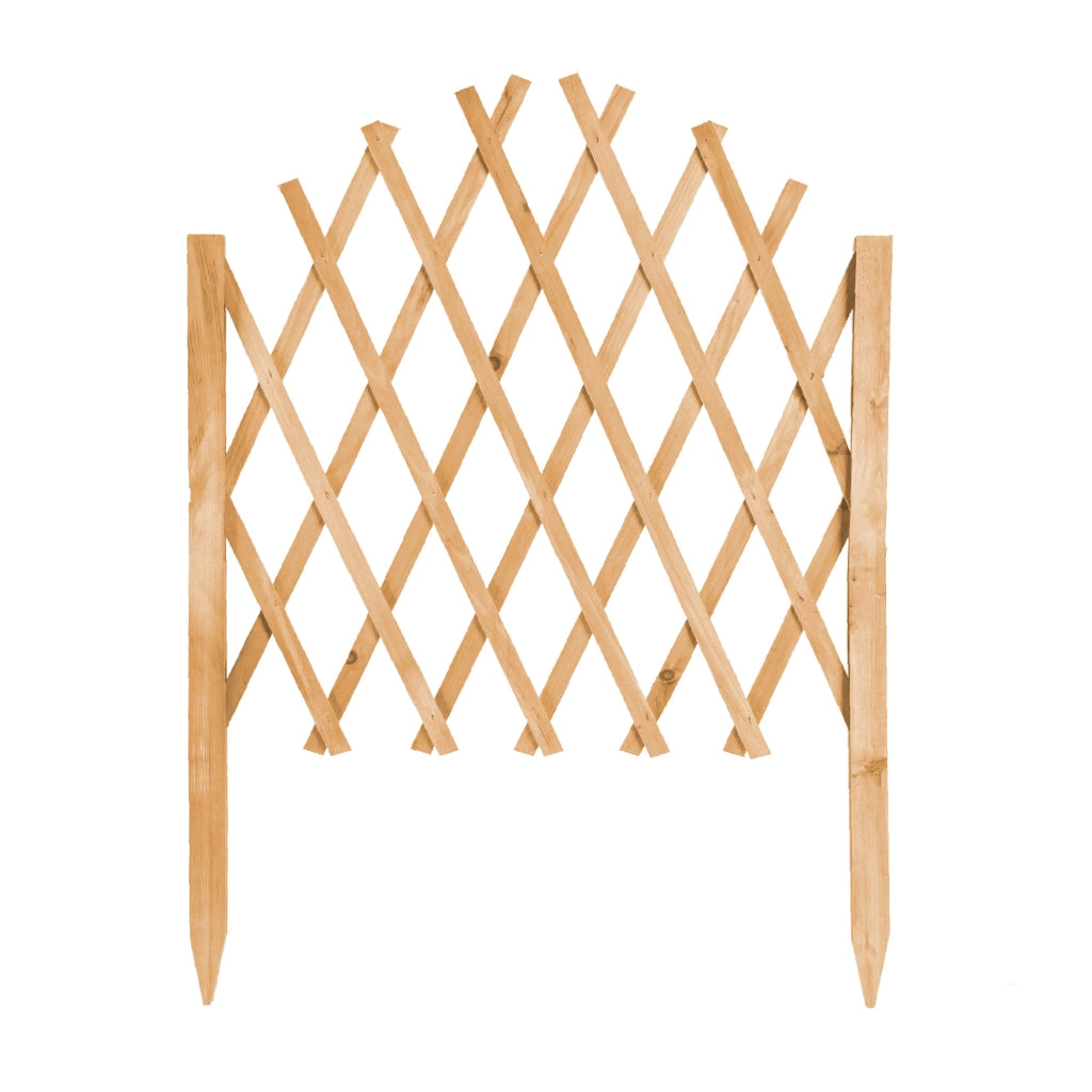 Recinzione Estensibile in Legno a Griglia 117x65 cm con Picchetti Pieghevole per Giardino e Aiuole Disponibile Verde, Naturale, Marrone Naturale