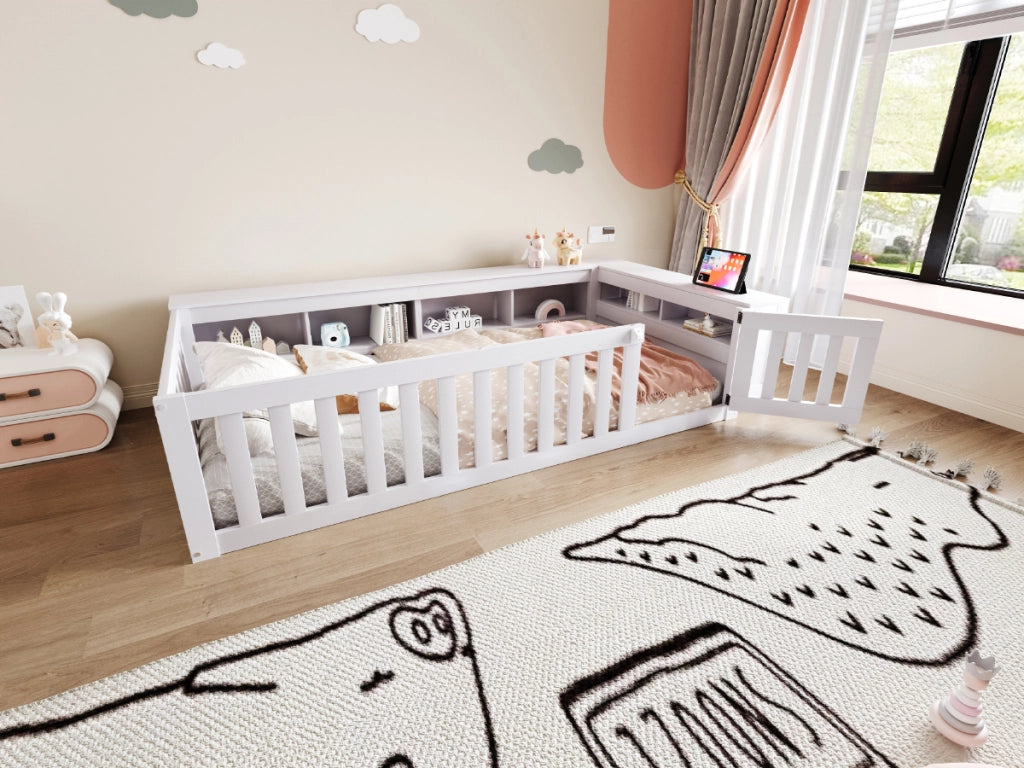Letto singolo bianco con funzione multifunzione in legno massello 90x200 cm