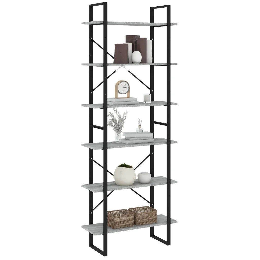 Scaffale Alto Grigio Sonoma 80x30x210 cm in Legno Multistrato 821319