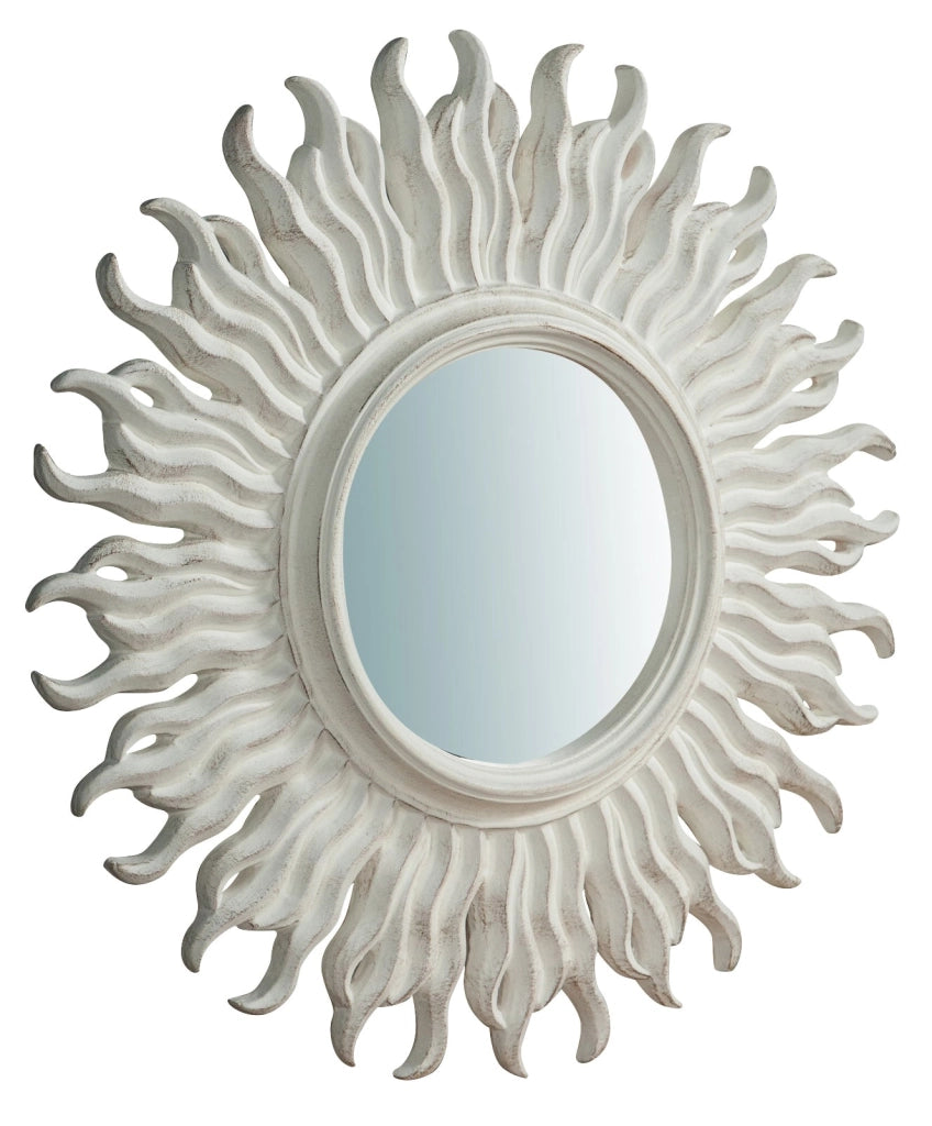 Biscottini Specchiera da parete in legno finitura bianco anticato L46xPR4,5xH46 cm Made in Italy