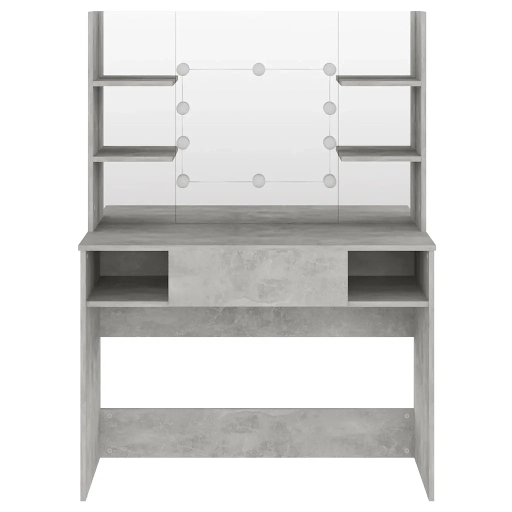 Toeletta | Tavolo da Trucco con Luci LED 100x40x135 cm in MDF Grigio Cemento