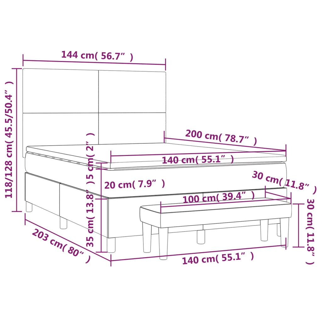 Giroletto a Molle con Materasso Tortora 140x200 cm in Tessuto 3137001
