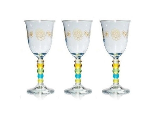 Set 3 Calici in vetro perla priscilla azzurra cerve
