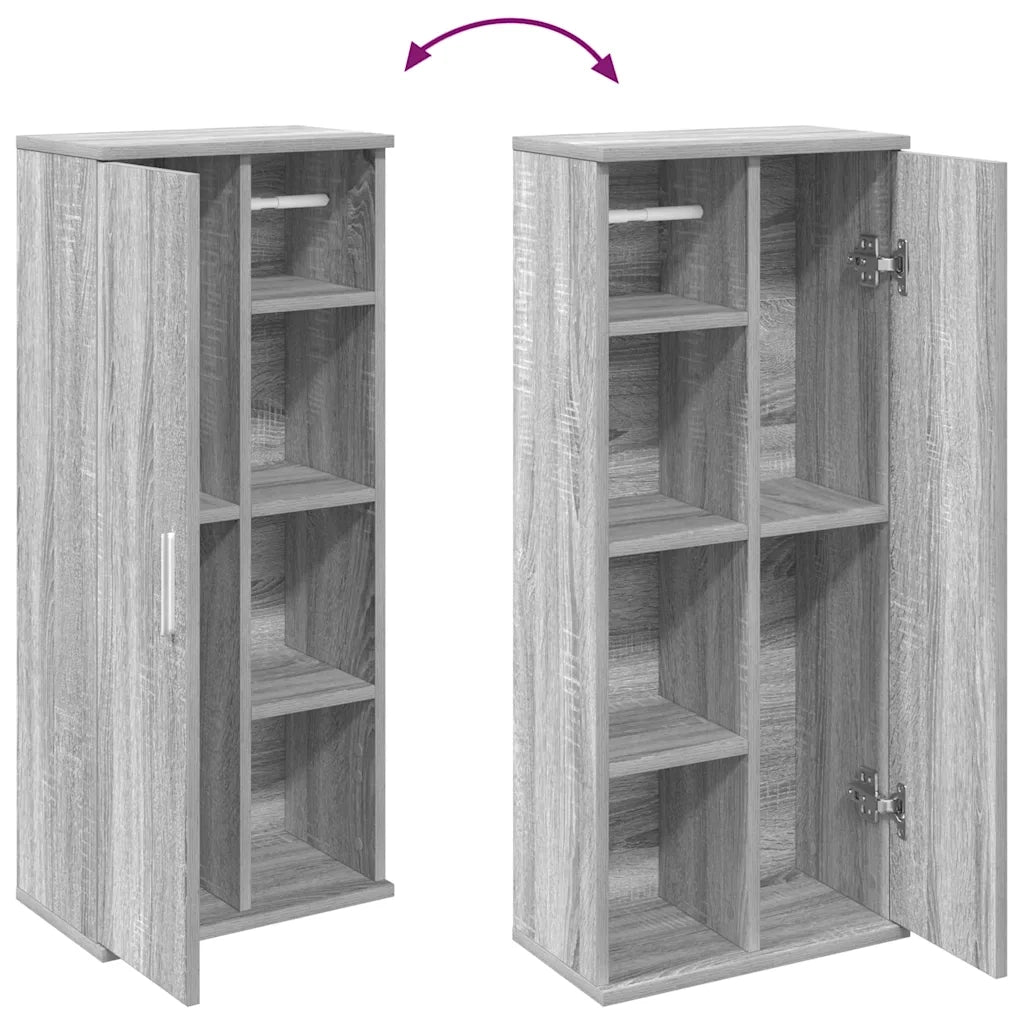 vidaXL Mobile da Bagno con Portarotolo Grigio Sonoma 39x22x90 cm